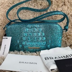 Brahmin Turquoise Embossed Crossbody Bag
